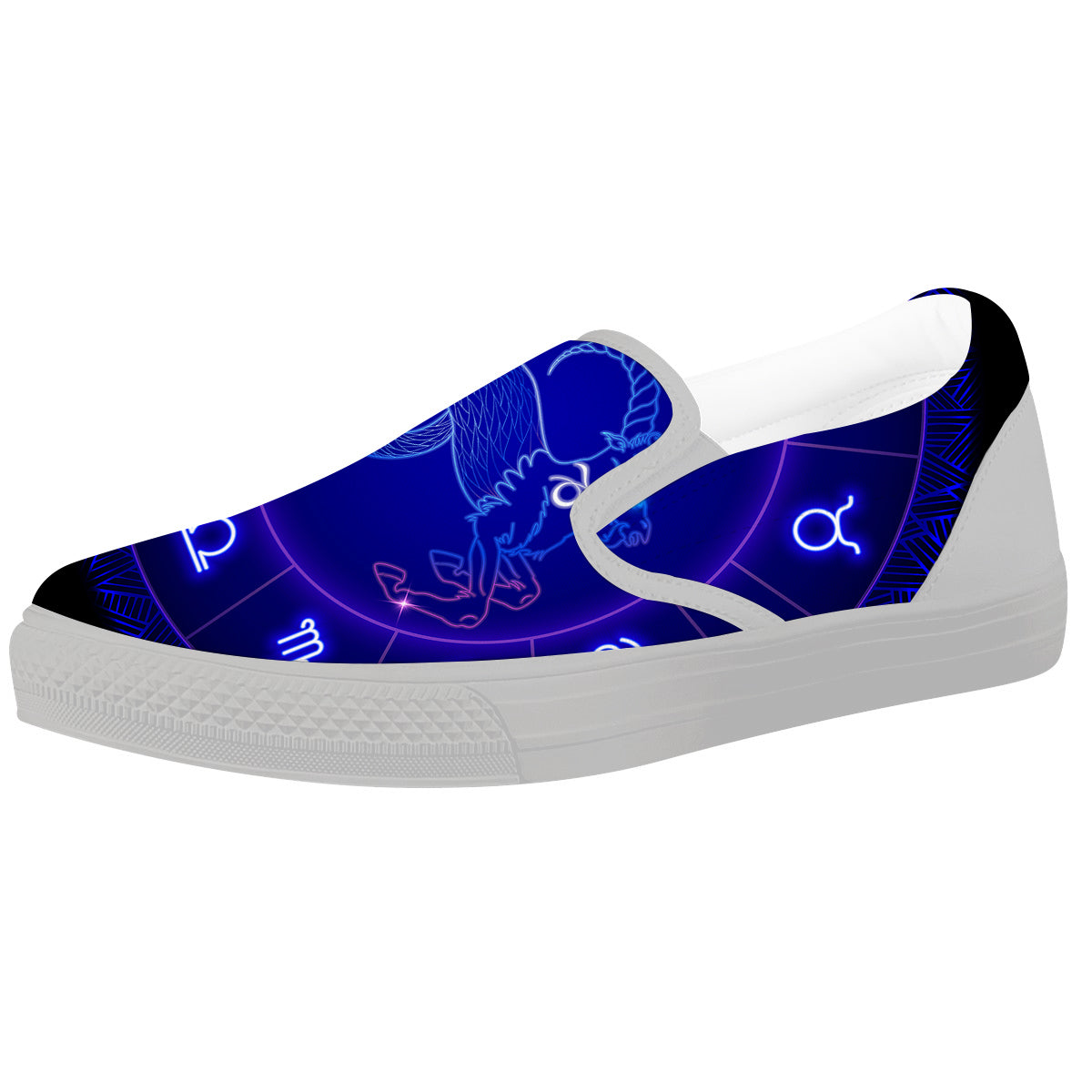 Zodiac Sign Dark Capricorn Print White Slip On Shoes-grizzshop