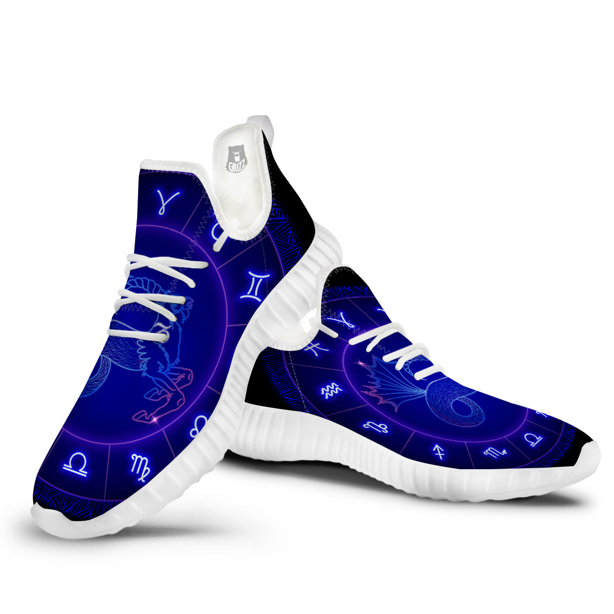 Zodiac Sign Dark Capricorn Print White Walking Shoes-grizzshop