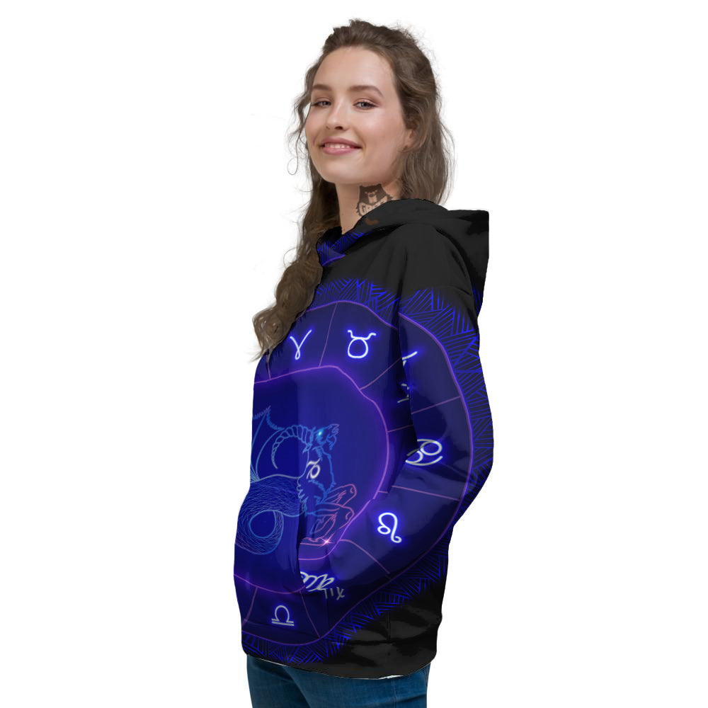 Zodiac Sign Dark Capricorn Print Women's Hoodie-grizzshop