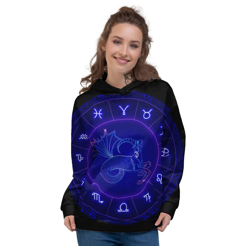 Zodiac Sign Dark Capricorn Print Women's Hoodie-grizzshop