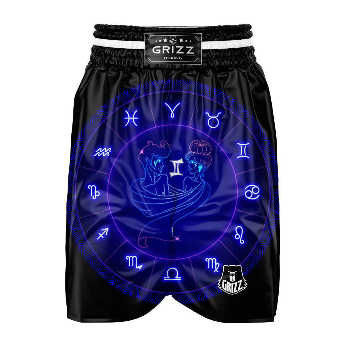 Zodiac Sign Dark Gemini Print Boxing Shorts-grizzshop