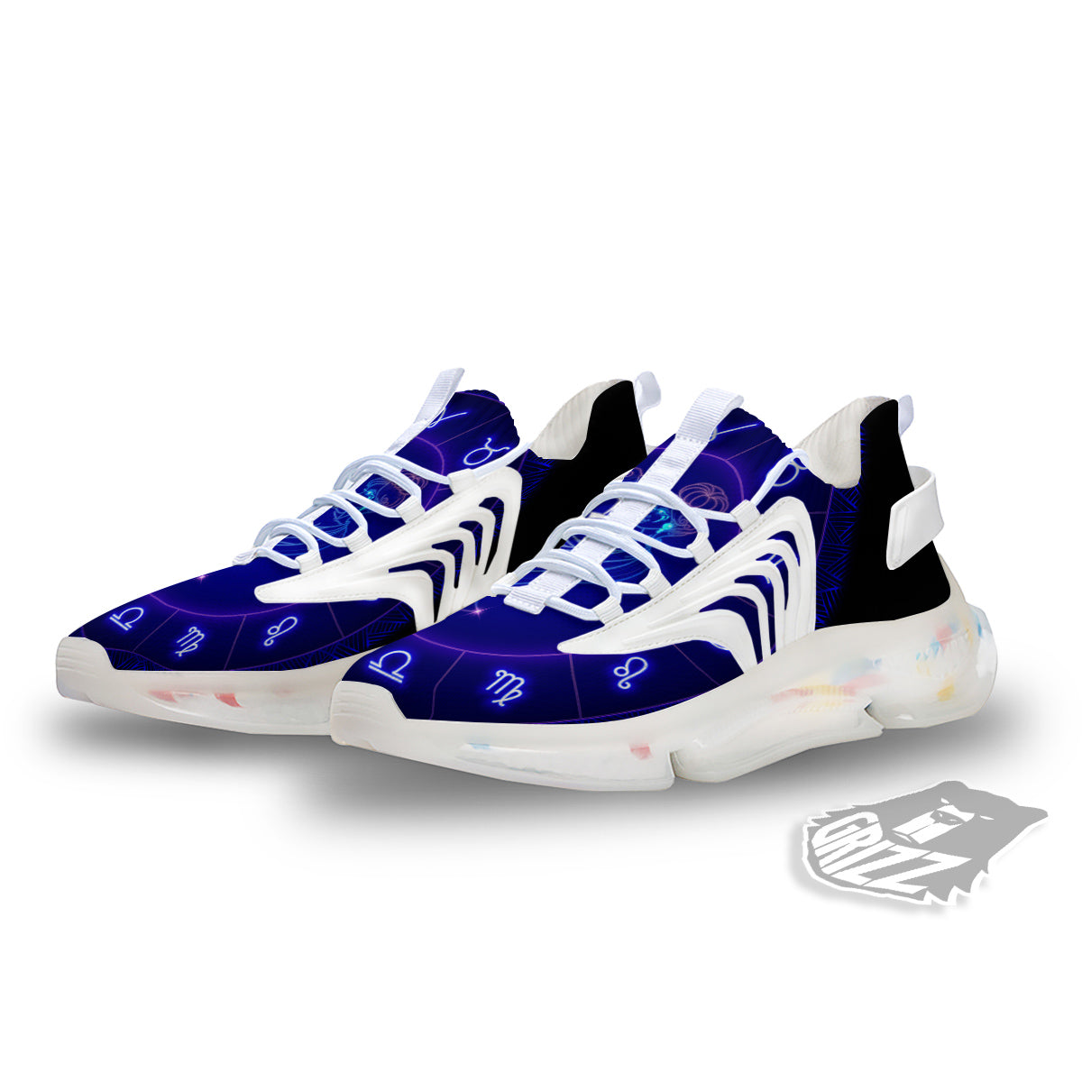 Zodiac Sign Dark Gemini Print White Gym Shoes-grizzshop