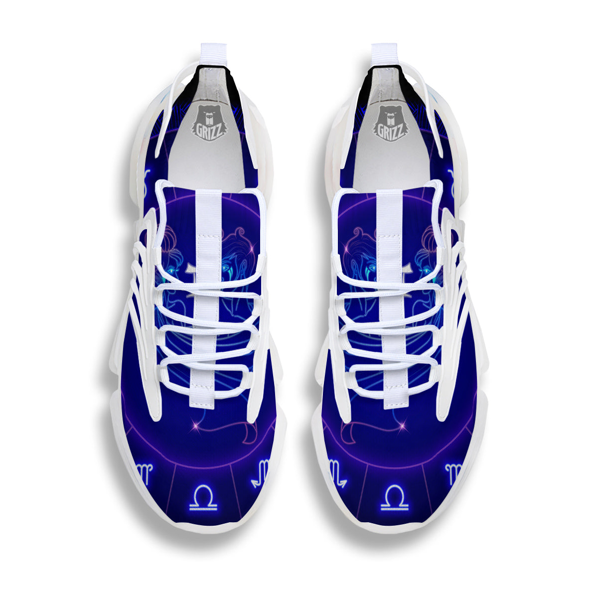 Zodiac Sign Dark Gemini Print White Gym Shoes-grizzshop