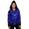 Zodiac Sign Dark Gemini Print Women's Bomber Jacket-grizzshop