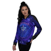 Zodiac Sign Dark Leo Print Women's Bomber Jacket-grizzshop