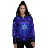 Zodiac Sign Dark Leo Print Women's Bomber Jacket-grizzshop