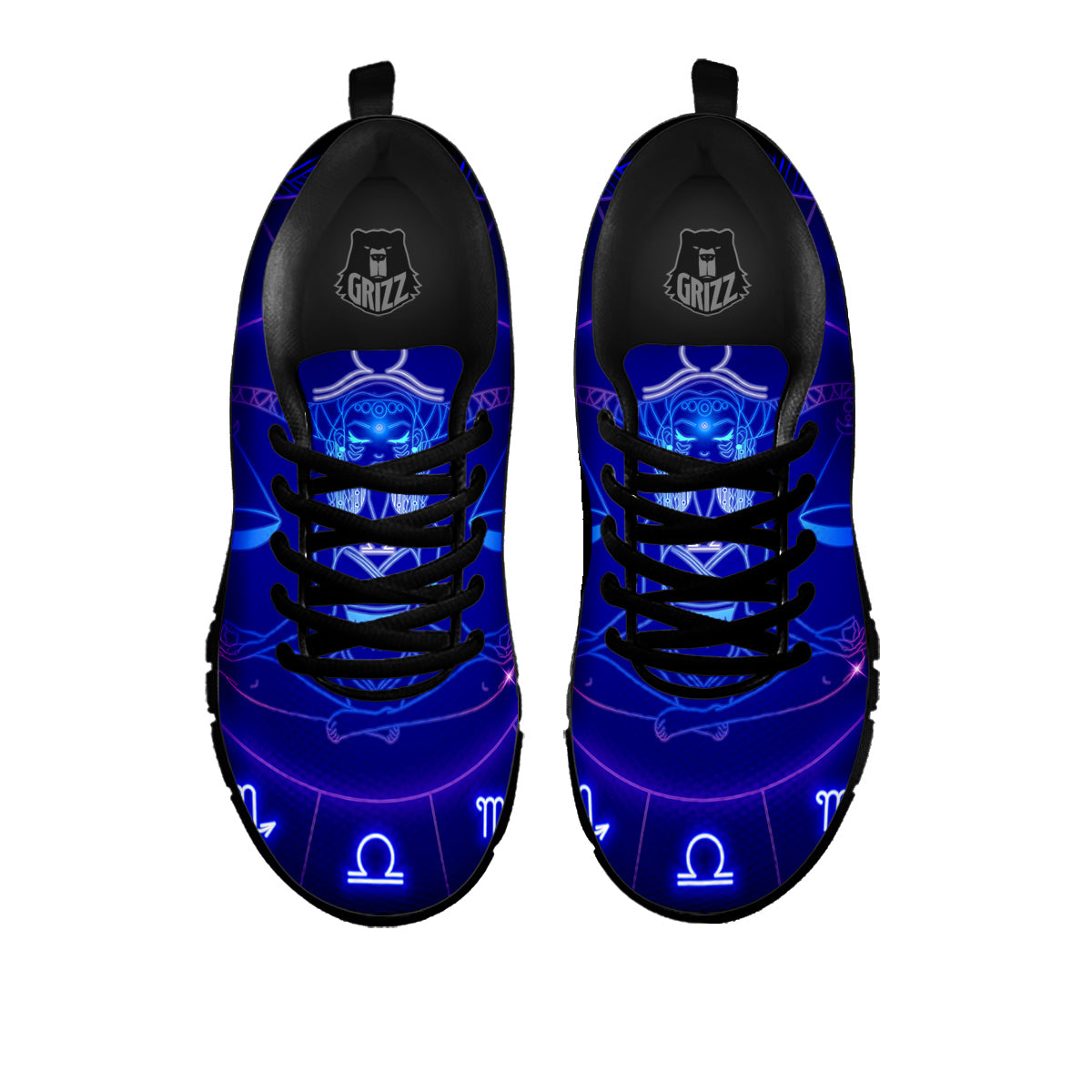 Zodiac Sign Dark Libra Print Black Sneaker-grizzshop