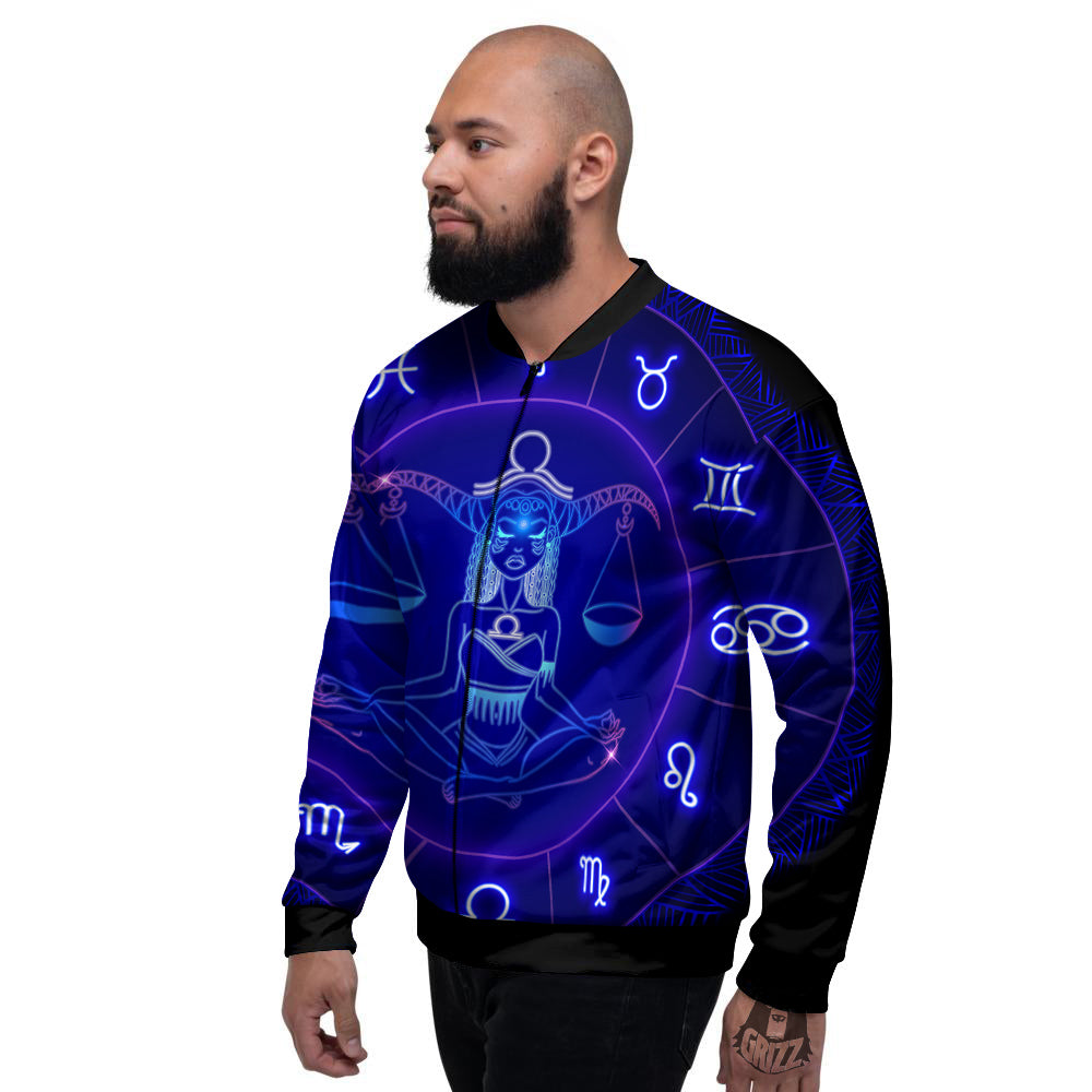 Zodiac Sign Dark Libra Print Men's Bomber Jacket-grizzshop