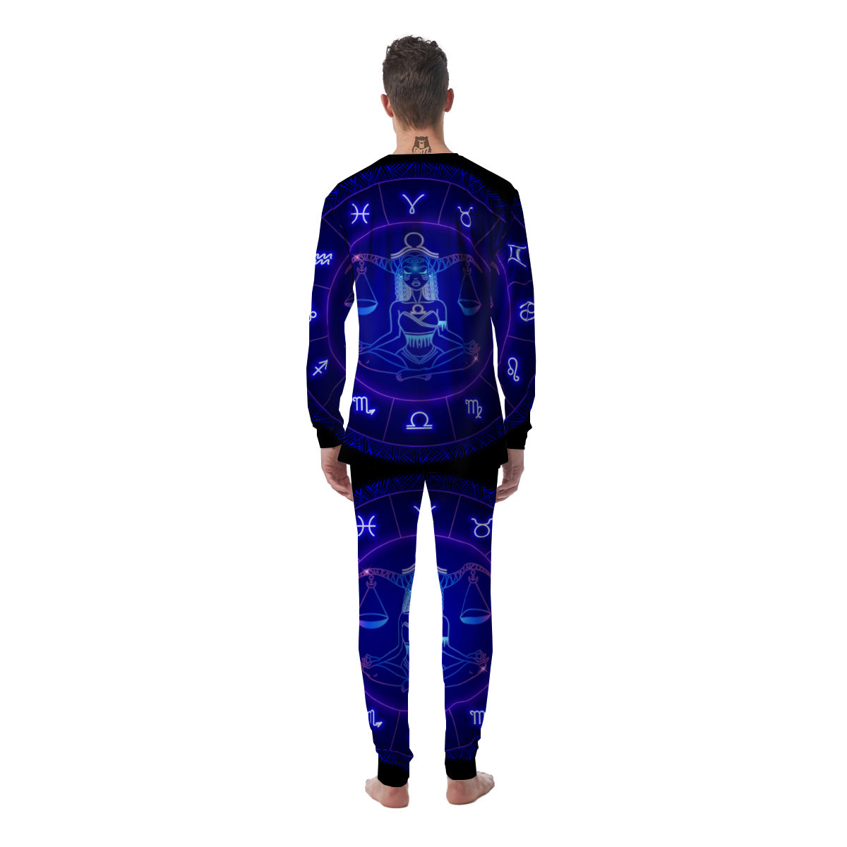 Zodiac Sign Dark Libra Print Men's Pajamas-grizzshop