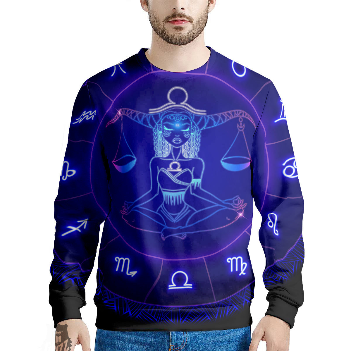 Zodiac Sign Dark Libra Print Men's Sweatshirt-grizzshop