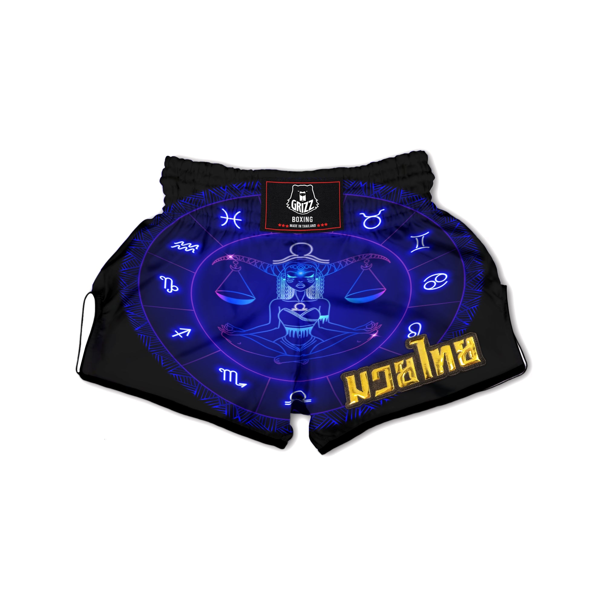 Zodiac Sign Dark Libra Print Muay Thai Boxing Shorts-grizzshop