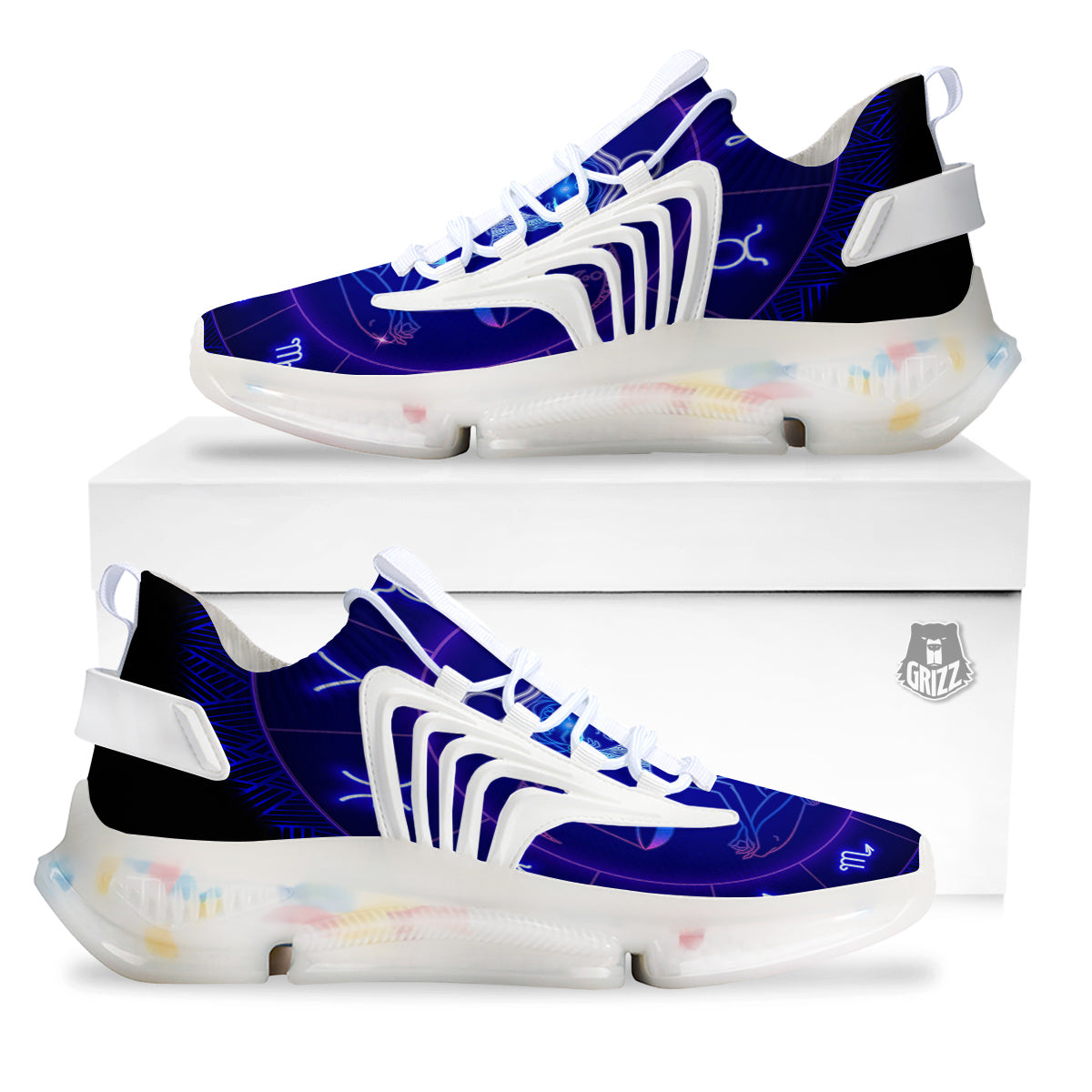 Zodiac Sign Dark Libra Print White Gym Shoes-grizzshop