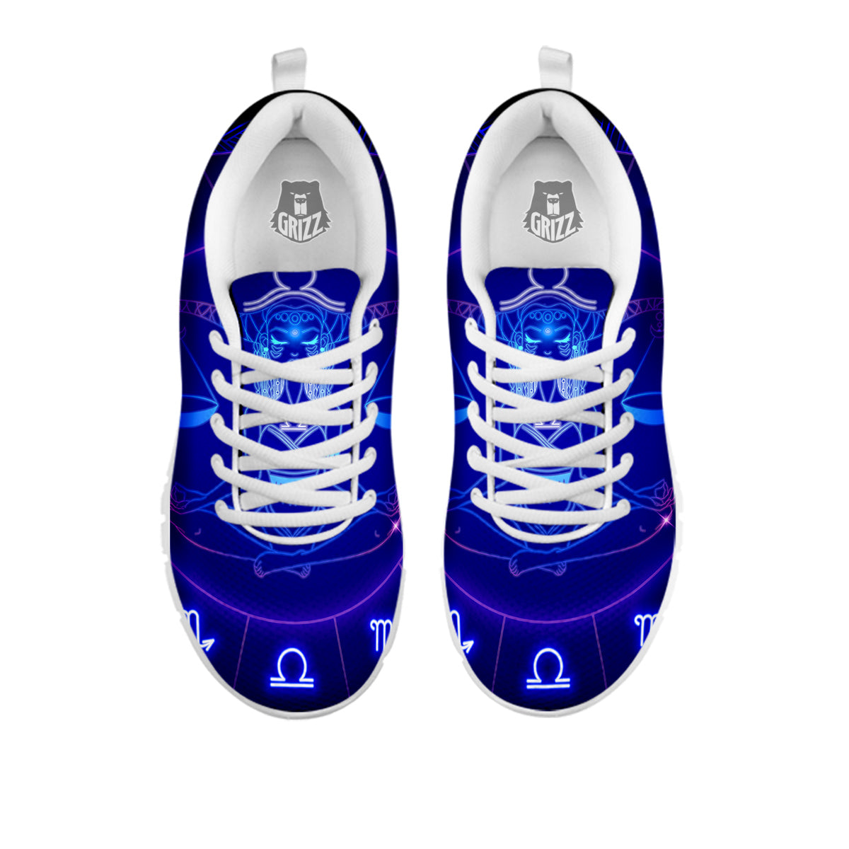 Zodiac Sign Dark Libra Print White Sneaker-grizzshop