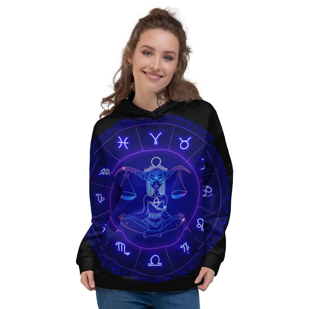 Zodiac Sign Dark Libra Print Women's Hoodie-grizzshop
