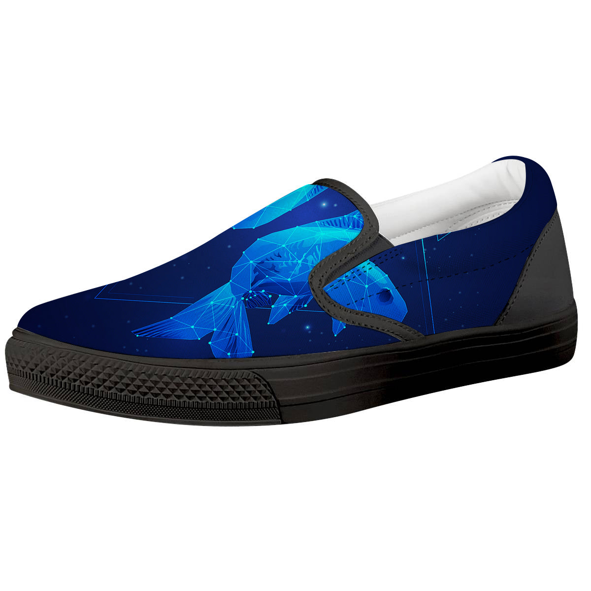 Zodiac Sign Dark Pisces Print Black Slip On Shoes-grizzshop