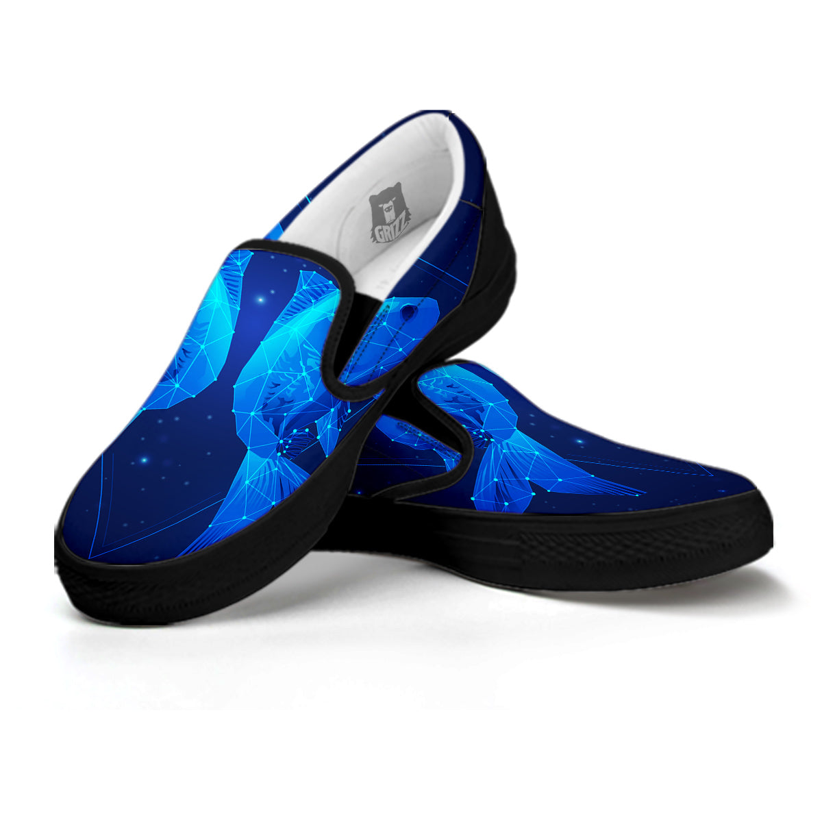 Zodiac Sign Dark Pisces Print Black Slip On Shoes-grizzshop