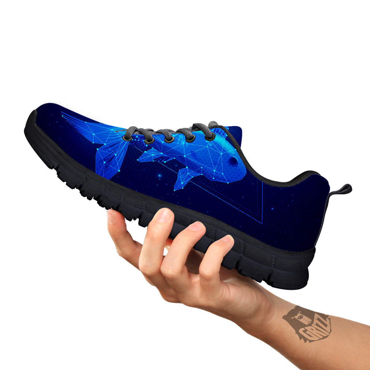 Zodiac Sign Dark Pisces Print Black Sneaker-grizzshop