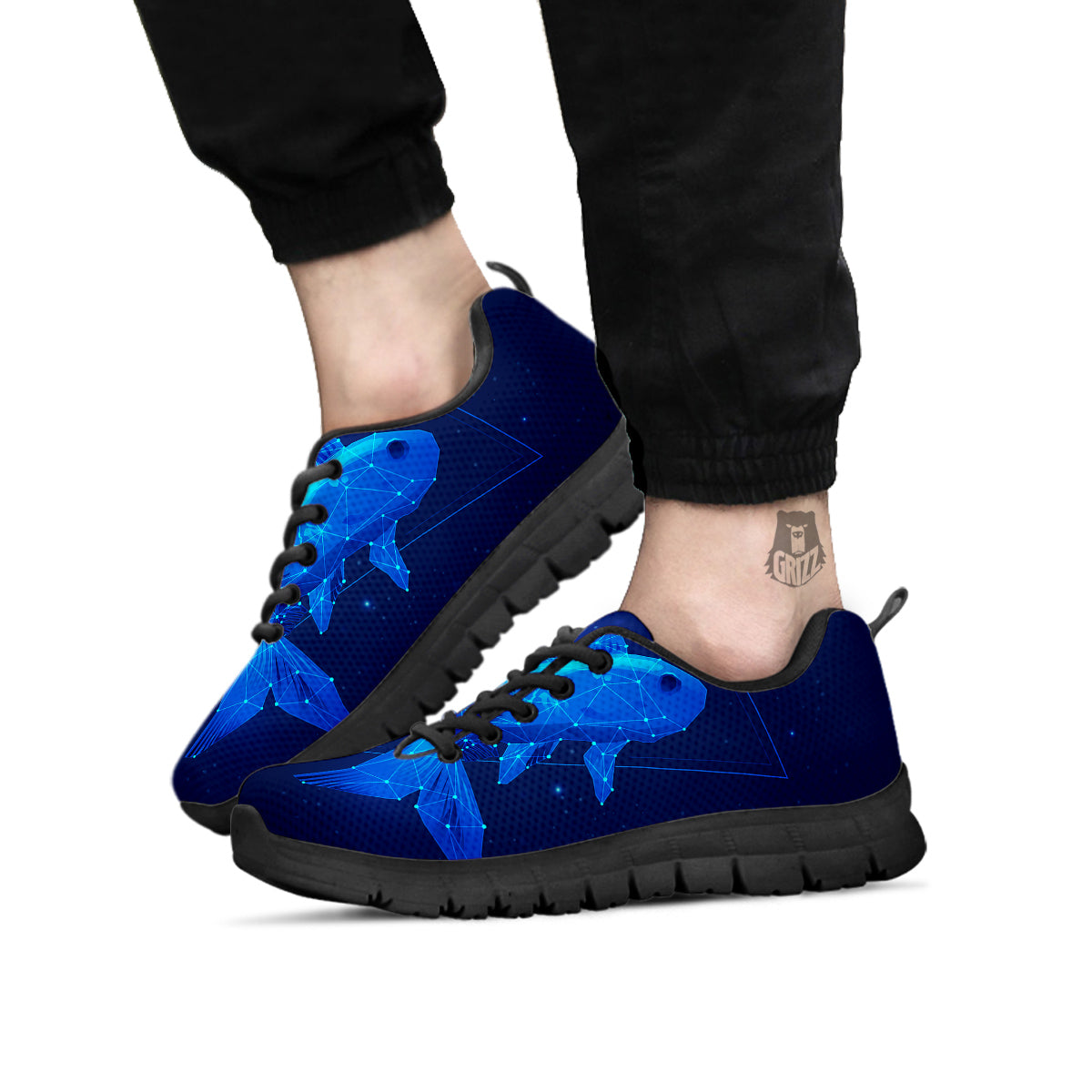 Zodiac Sign Dark Pisces Print Black Sneaker-grizzshop
