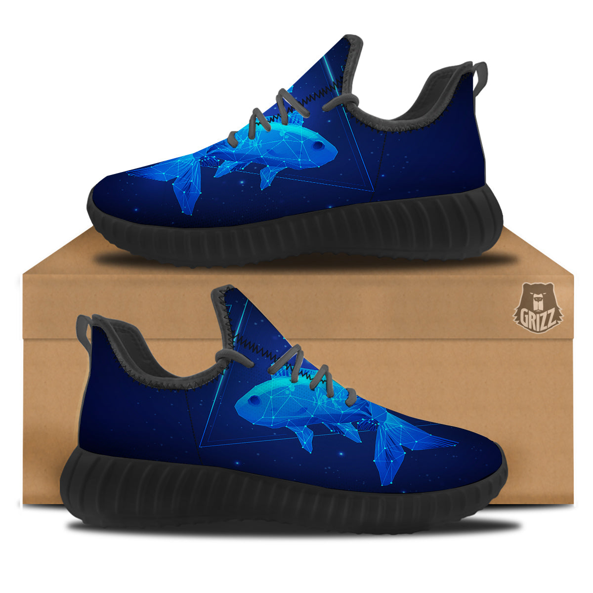 Zodiac Sign Dark Pisces Print Black Walking Shoes-grizzshop