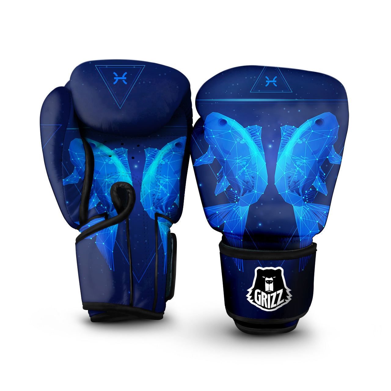 Zodiac Sign Dark Pisces Print Boxing Gloves-grizzshop