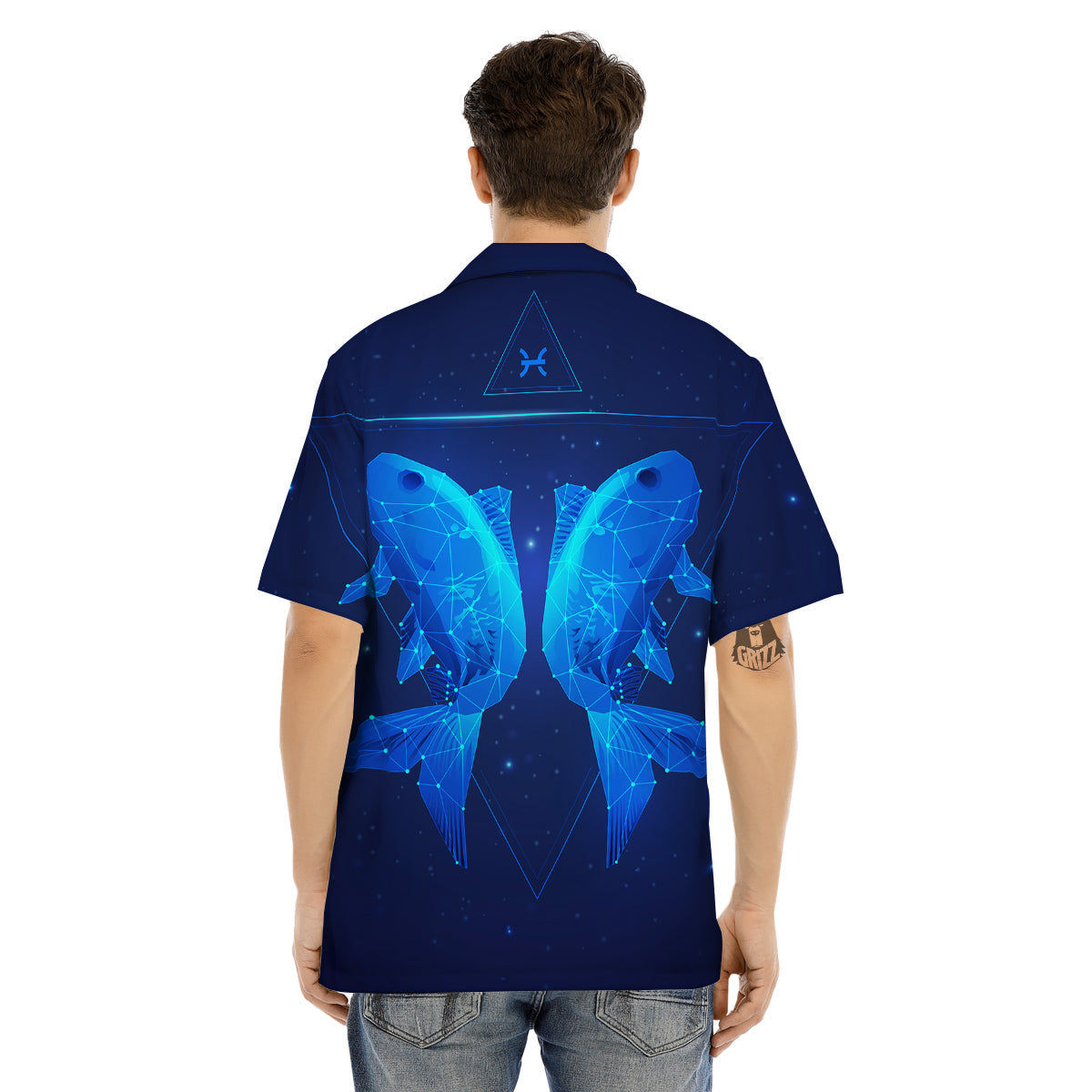 Zodiac Sign Dark Pisces Print Men's Hawaiian Shirt-grizzshop