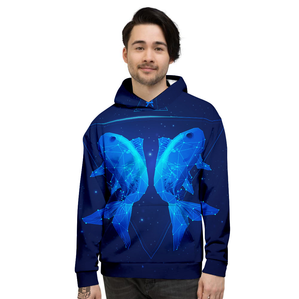 Zodiac Sign Dark Pisces Print Men's Hoodie-grizzshop