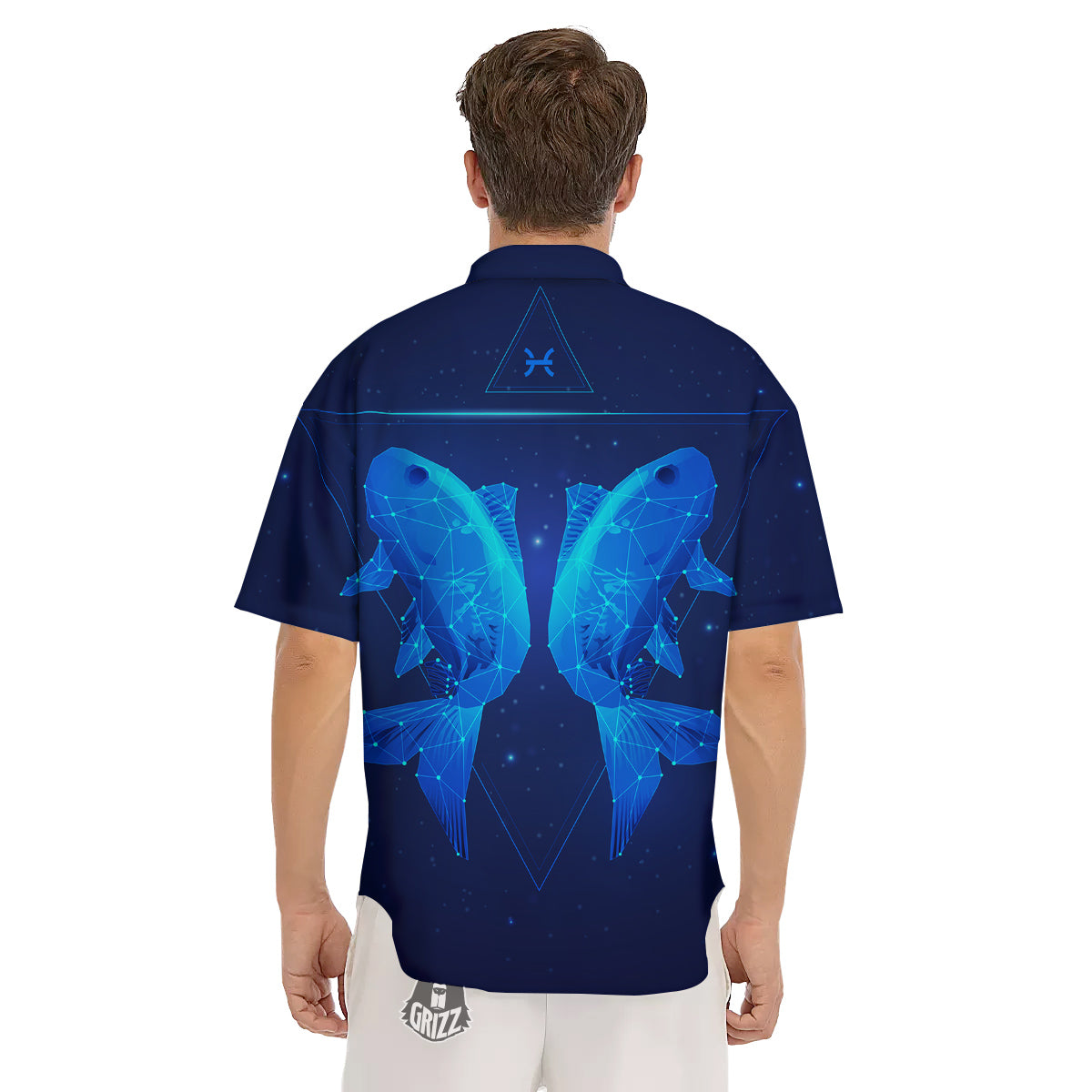 Zodiac Sign Dark Pisces Print Men's Short Sleeve Shirts-grizzshop