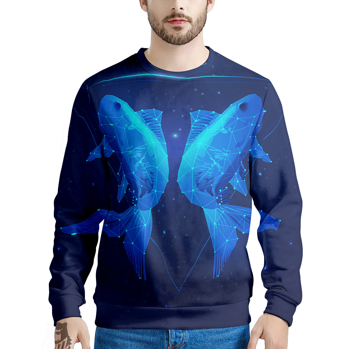 Zodiac Sign Dark Pisces Print Men's Sweatshirt-grizzshop