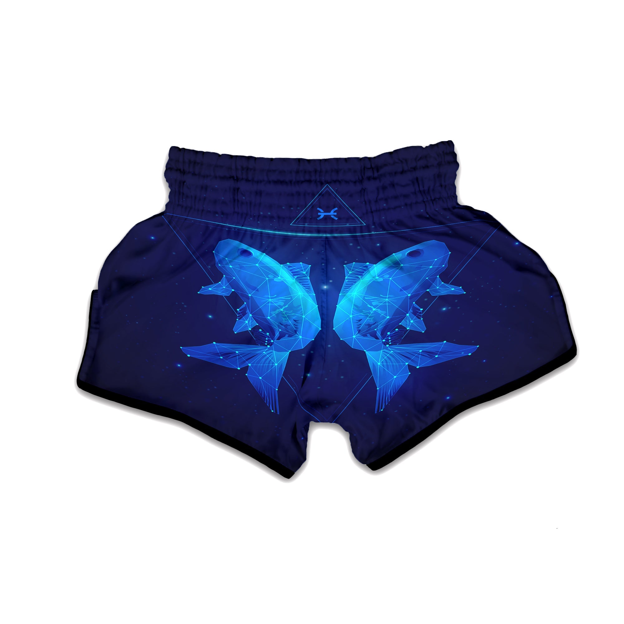Zodiac Sign Dark Pisces Print Muay Thai Boxing Shorts-grizzshop