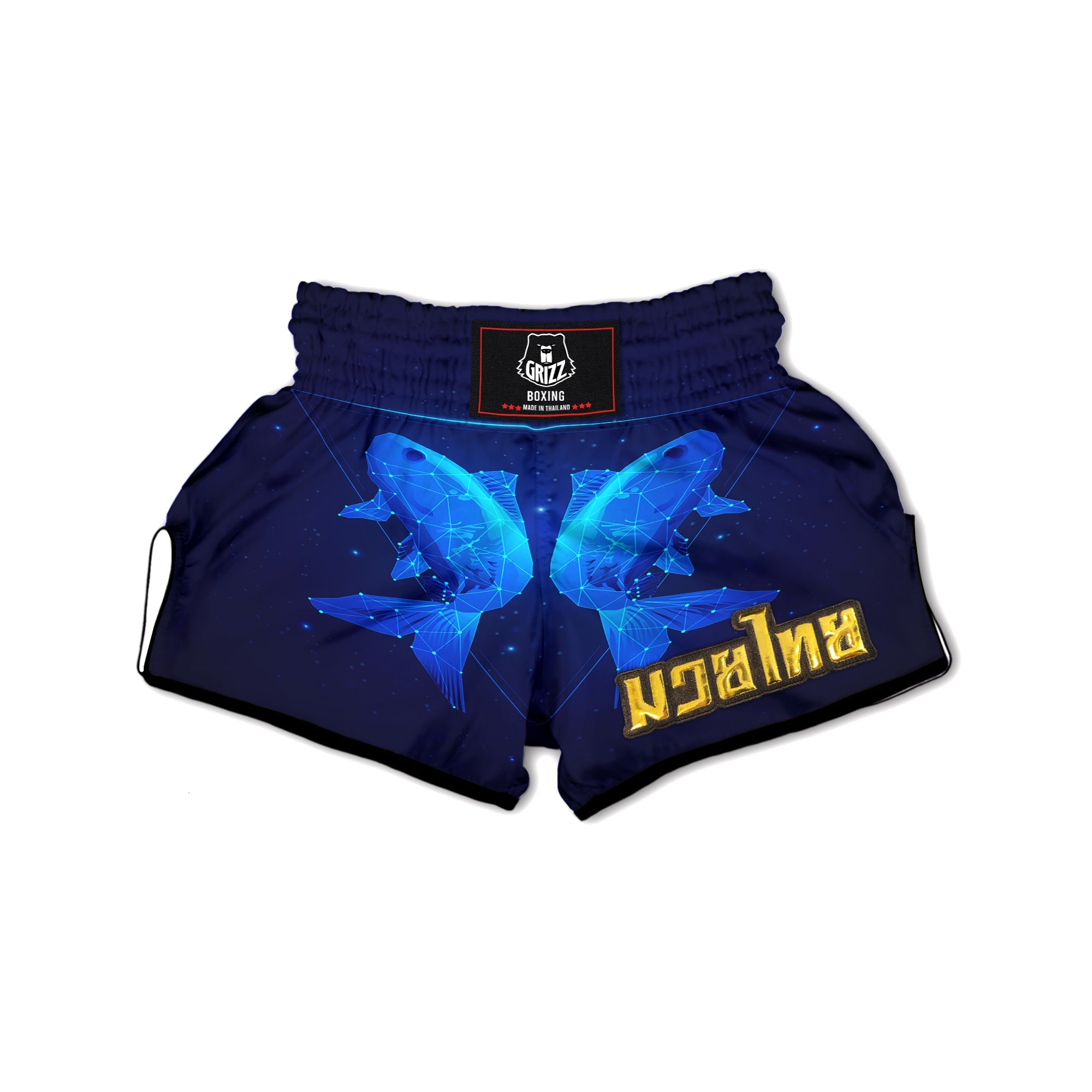 Zodiac Sign Dark Pisces Print Muay Thai Boxing Shorts-grizzshop