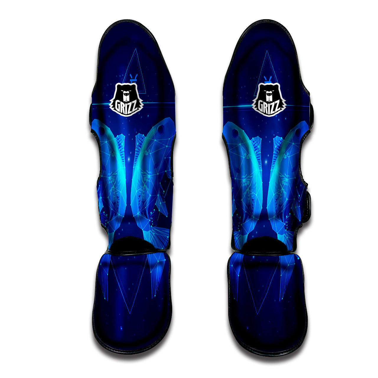 Zodiac Sign Dark Pisces Print Muay Thai Shin Guards-grizzshop