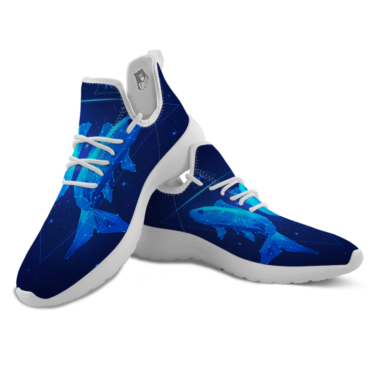 Zodiac Sign Dark Pisces Print White Athletic Shoes-grizzshop