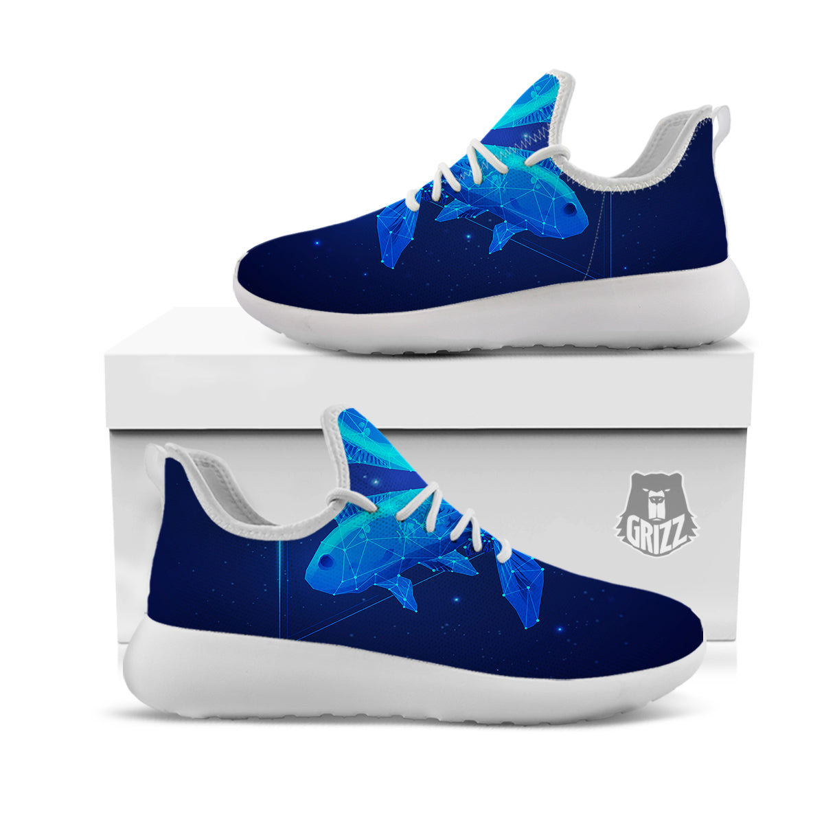 Zodiac Sign Dark Pisces Print White Athletic Shoes-grizzshop