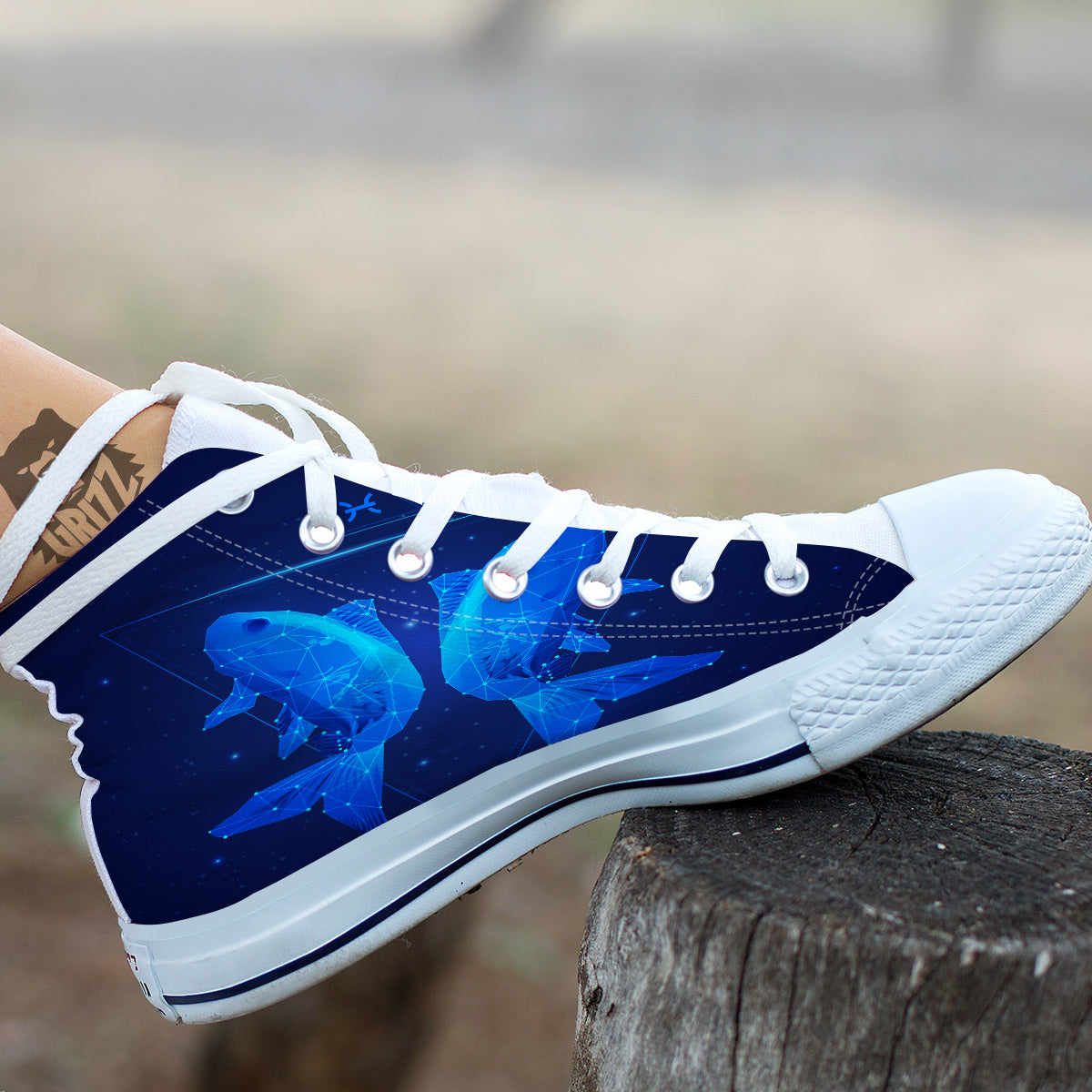 Zodiac Sign Dark Pisces Print White High Top Shoes-grizzshop