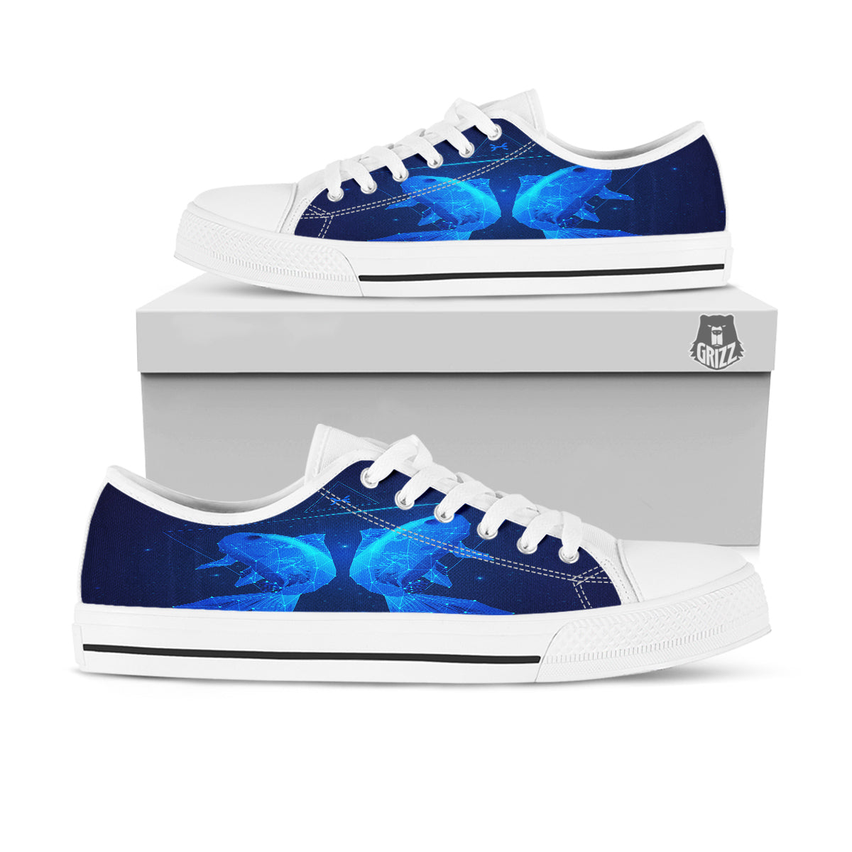 Zodiac Sign Dark Pisces Print White Low Top Shoes-grizzshop