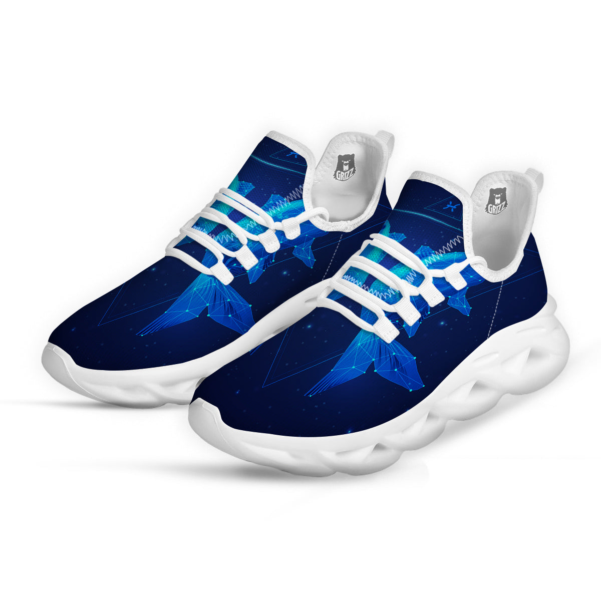 Zodiac Sign Dark Pisces Print White Running Shoes-grizzshop