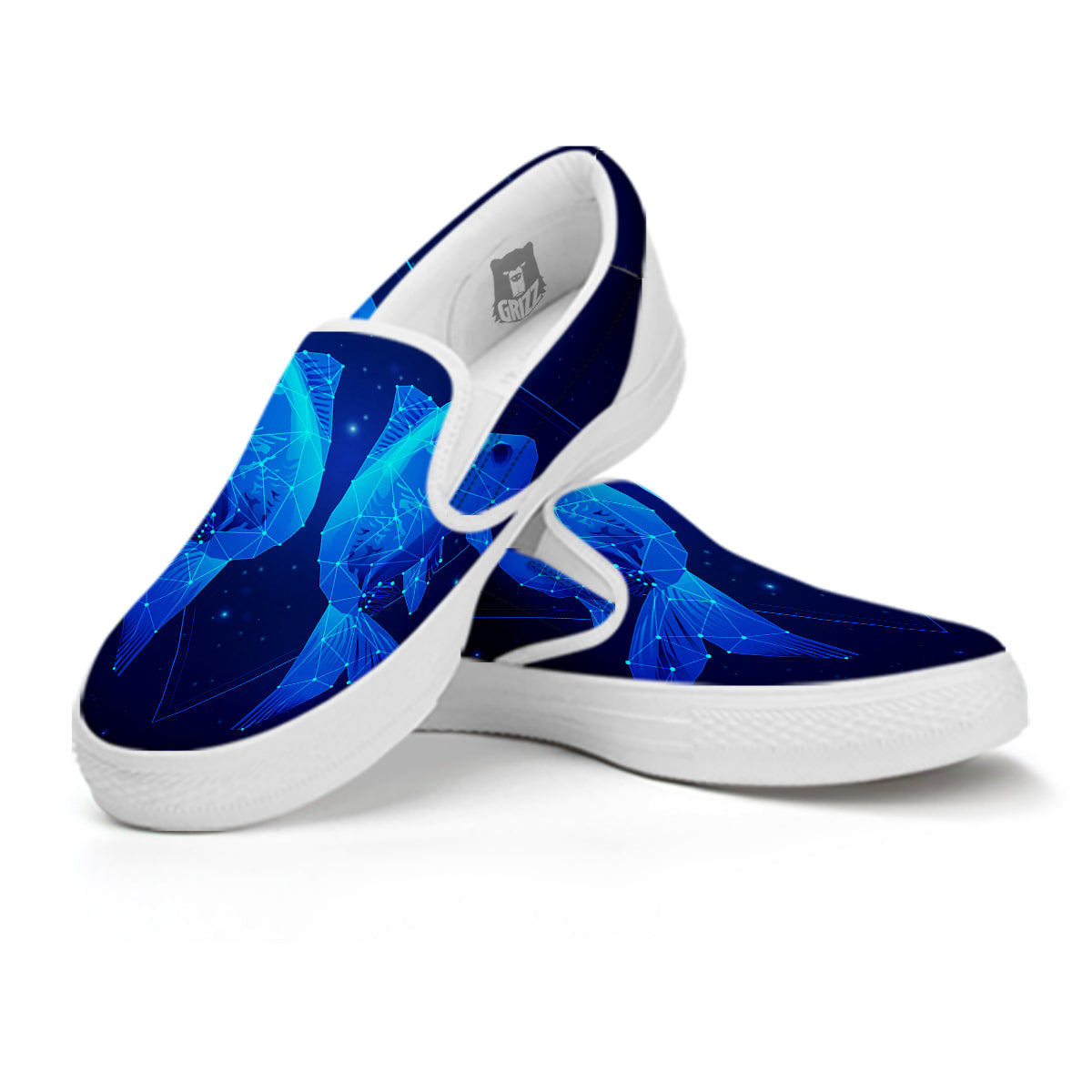 Zodiac Sign Dark Pisces Print White Slip On Shoes-grizzshop