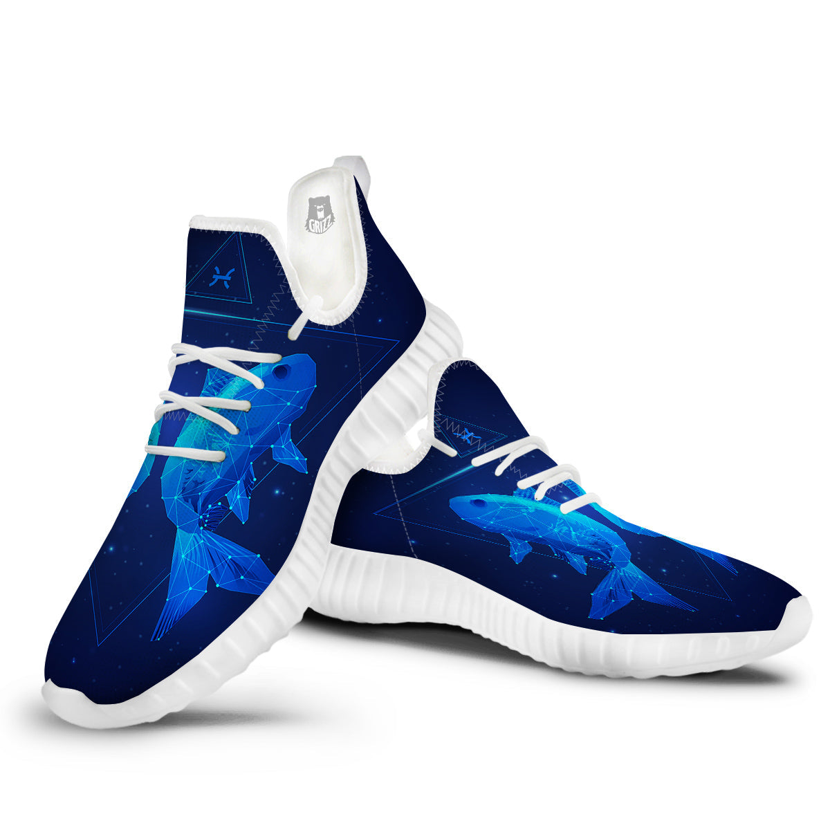 Zodiac Sign Dark Pisces Print White Walking Shoes-grizzshop