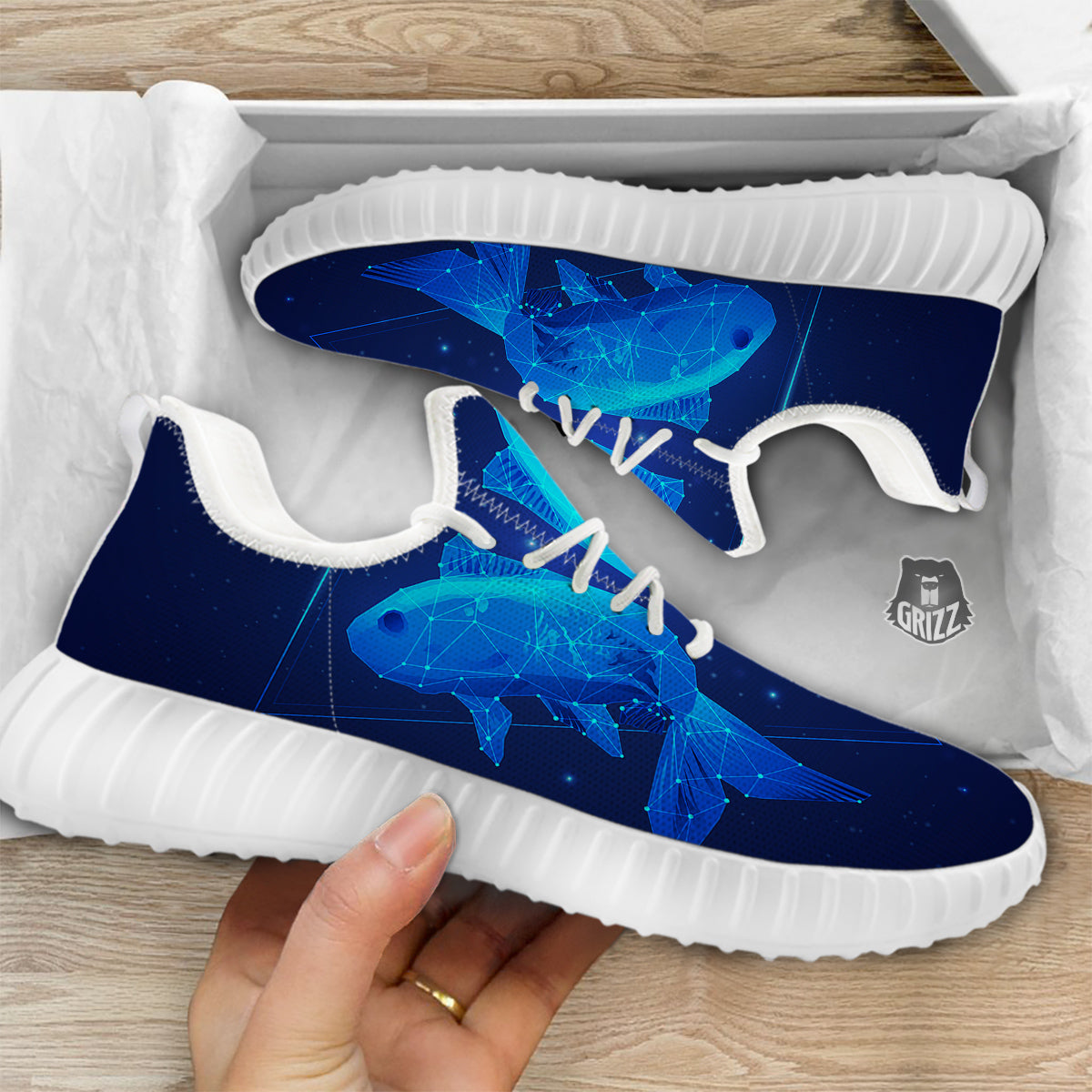 Zodiac Sign Dark Pisces Print White Walking Shoes-grizzshop
