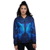 Zodiac Sign Dark Pisces Print Women's Bomber Jacket-grizzshop