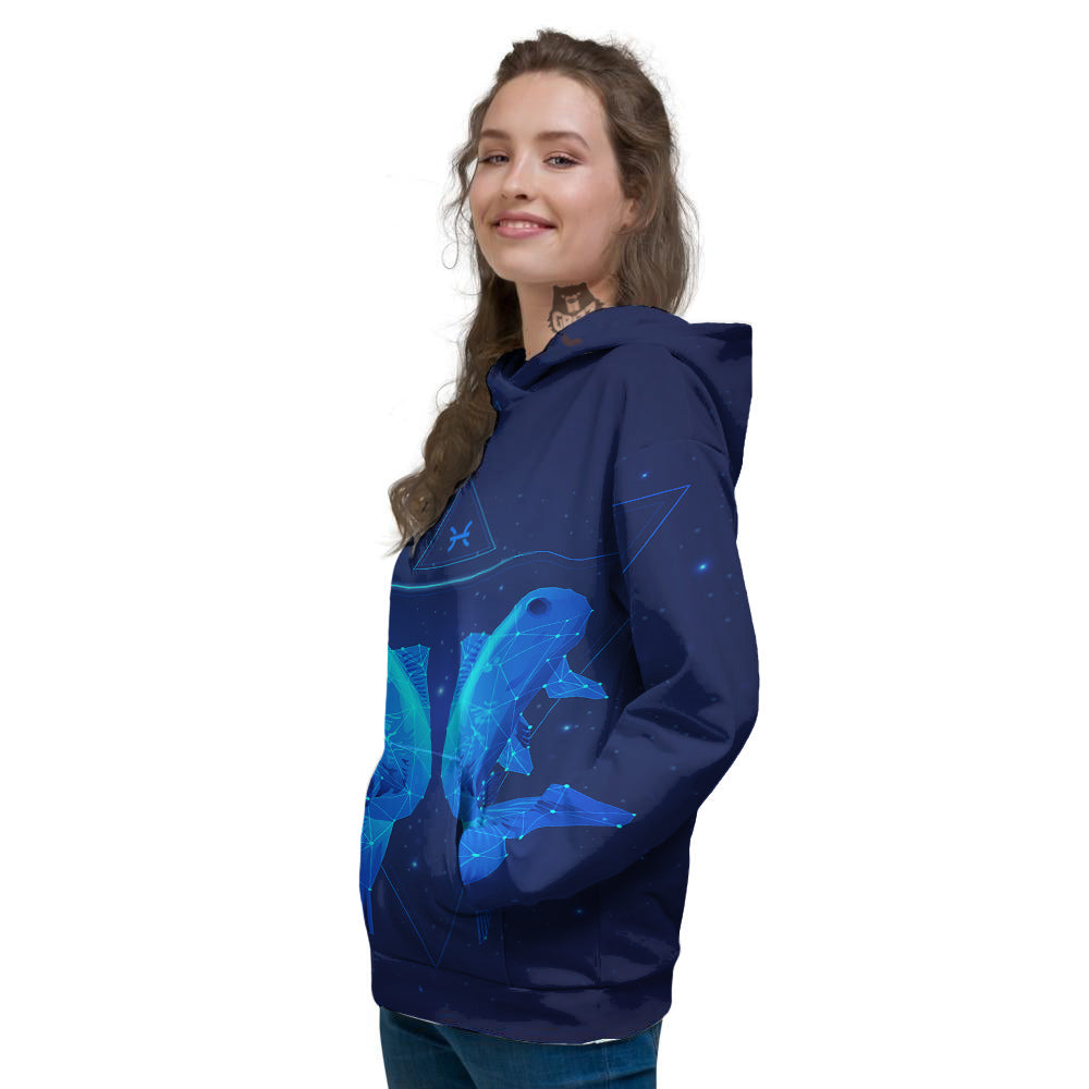 Zodiac Sign Dark Pisces Print Women's Hoodie-grizzshop