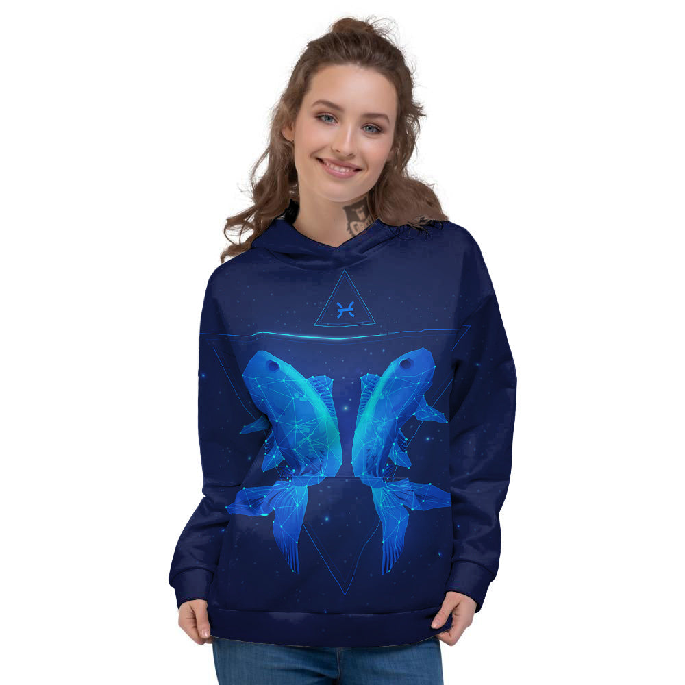 Zodiac Sign Dark Pisces Print Women's Hoodie-grizzshop