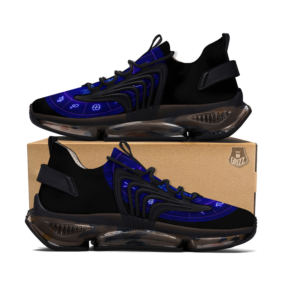Zodiac Sign Dark Sagittarius Print Black Gym Shoes-grizzshop