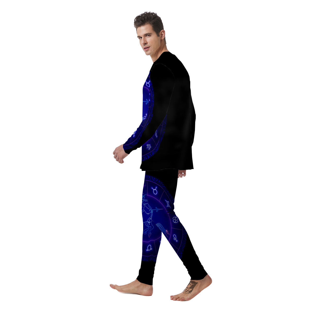 Zodiac Sign Dark Sagittarius Print Men's Pajamas-grizzshop