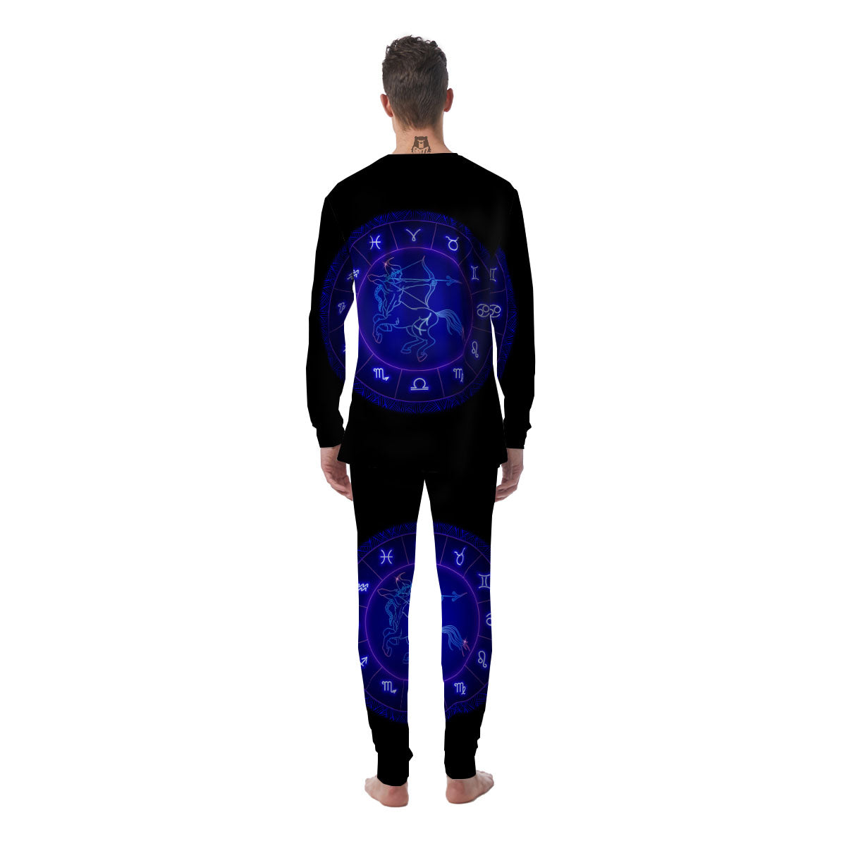 Zodiac Sign Dark Sagittarius Print Men's Pajamas-grizzshop