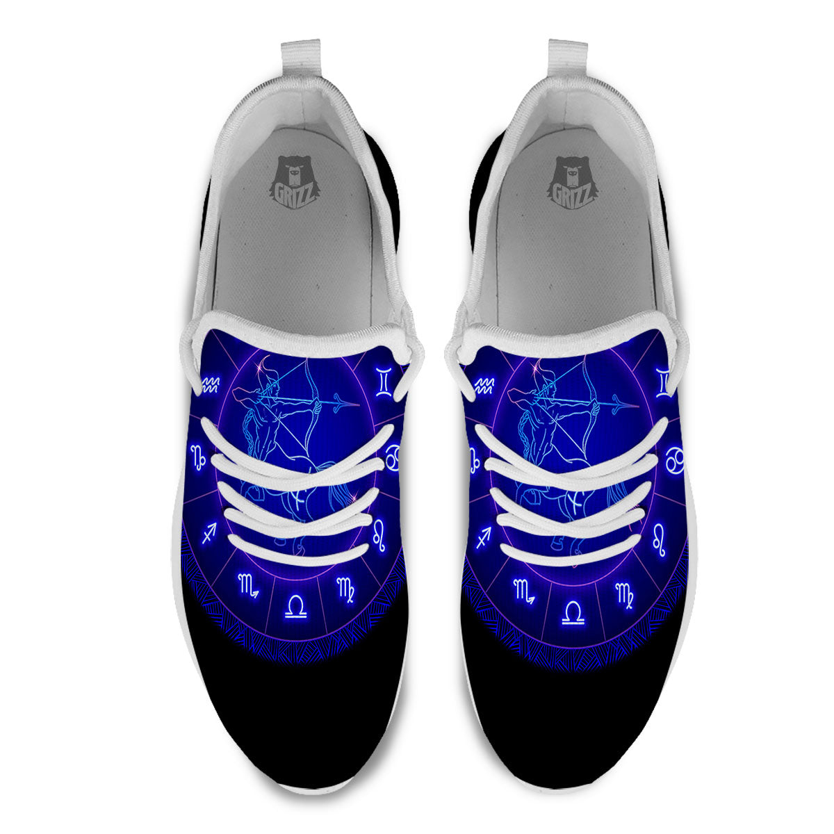 Zodiac Sign Dark Sagittarius Print White Athletic Shoes-grizzshop