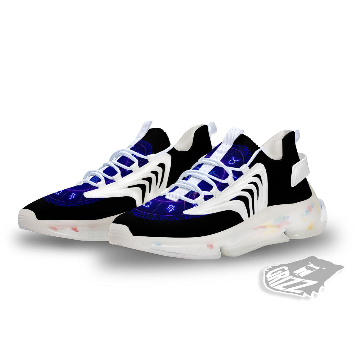 Zodiac Sign Dark Sagittarius Print White Gym Shoes-grizzshop