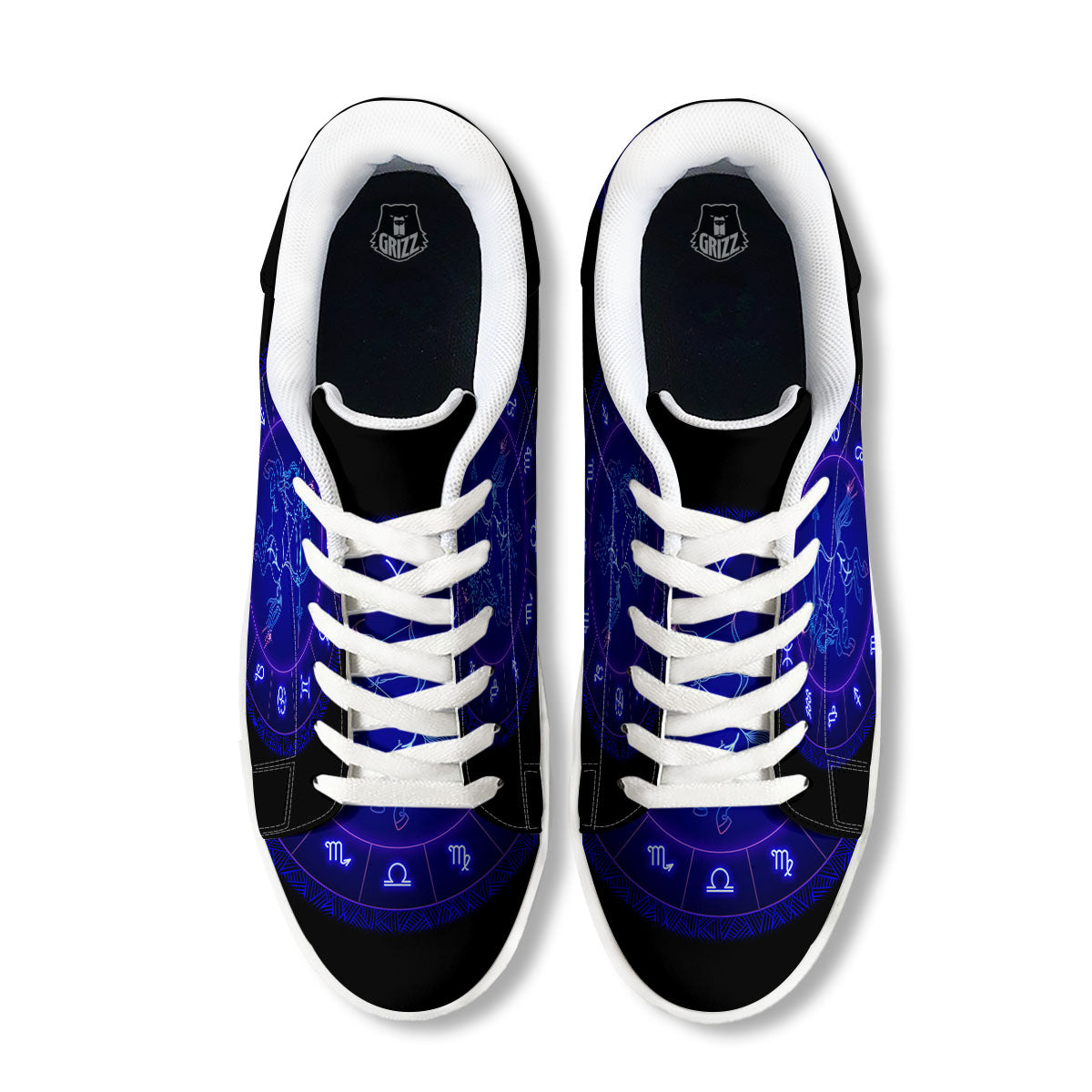 Zodiac Sign Dark Sagittarius Print White Low Top Sneakers-grizzshop