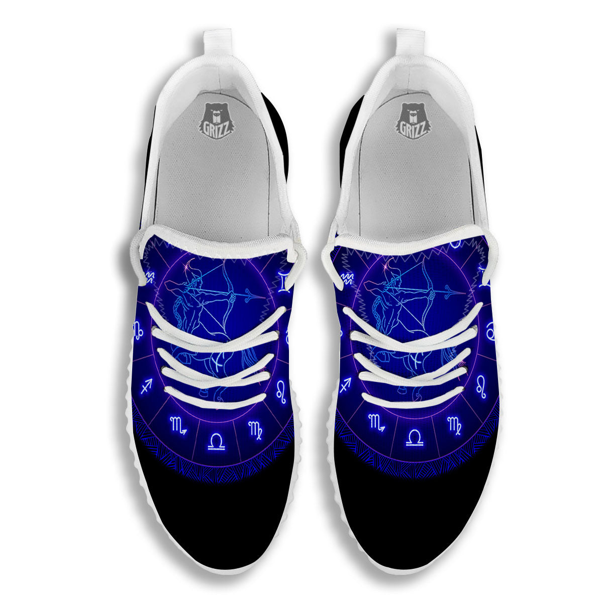 Zodiac Sign Dark Sagittarius Print White Walking Shoes-grizzshop