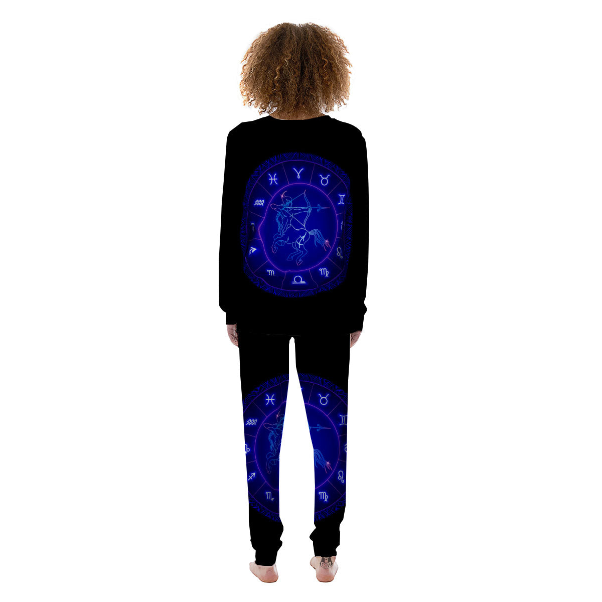 Zodiac Sign Dark Sagittarius Print Women's Pajamas-grizzshop